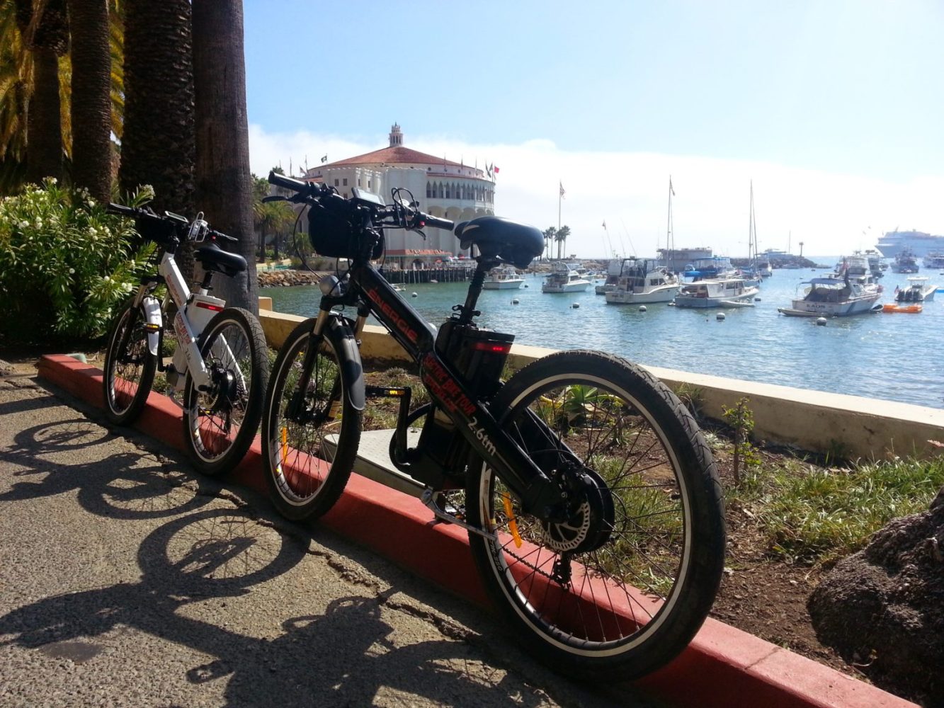 a bicycle parked on the side of the water