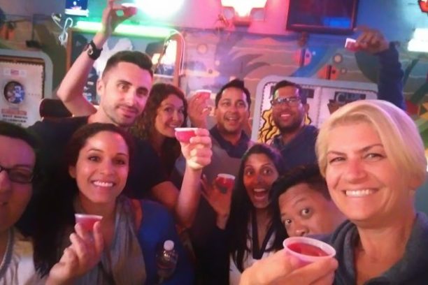 a group of people posing for the camera