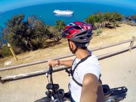a young boy wearing a helmet