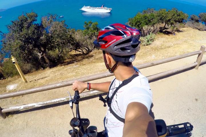 a young boy wearing a helmet