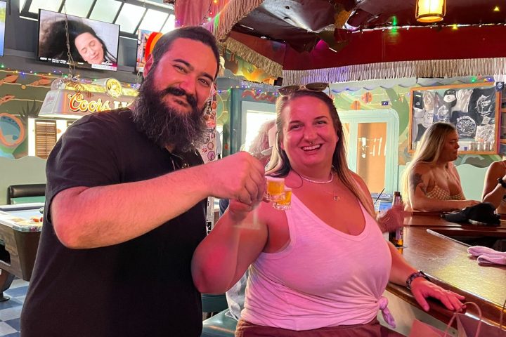 Celebrating a birthday at the Marlin Club on Catalina