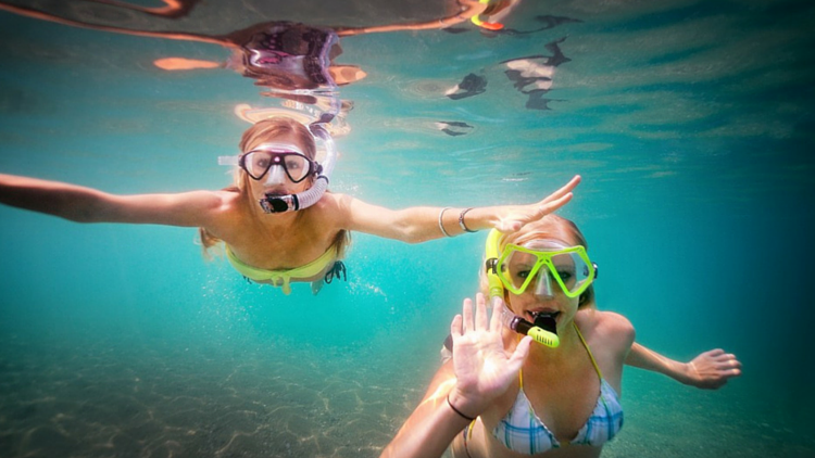 a person swimming in a pool of water