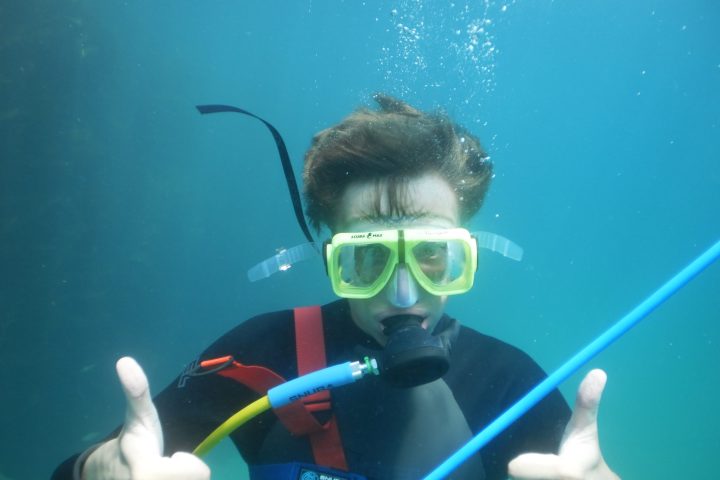 a man swimming in the water